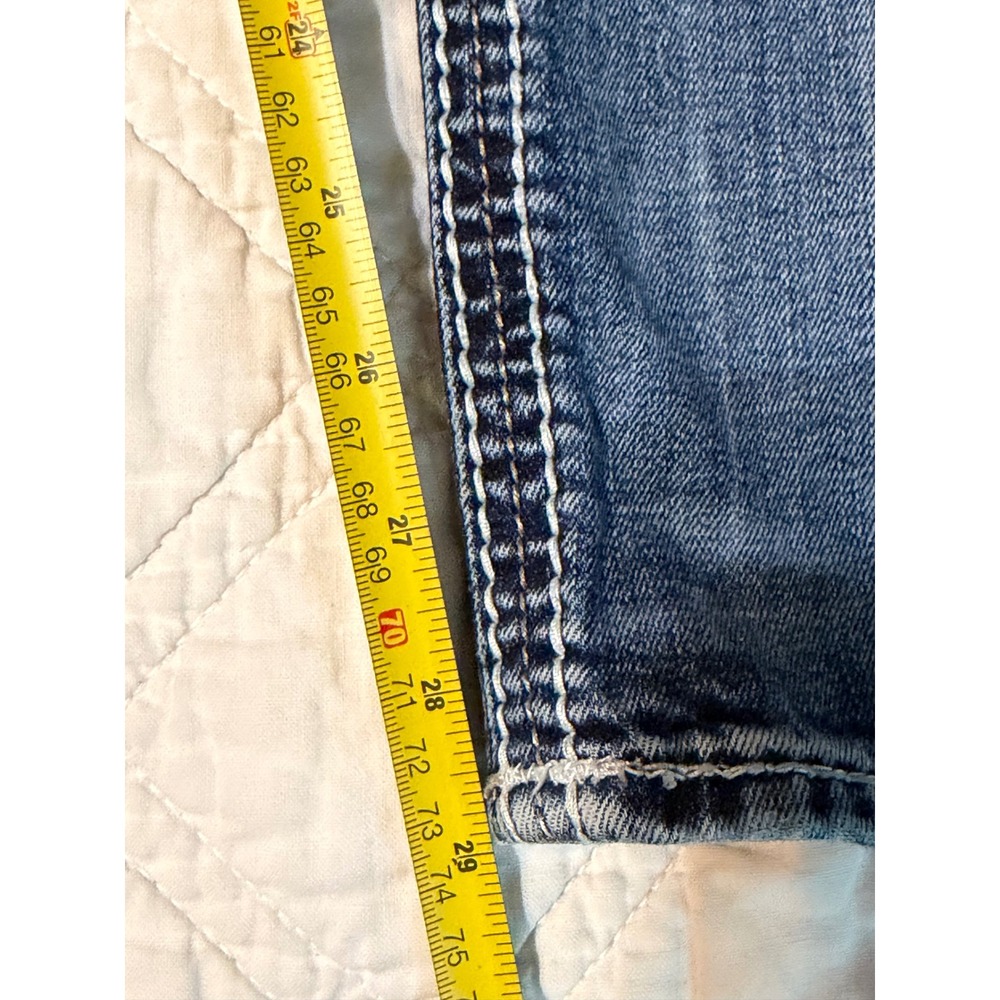 Rock Revival Shaina Mid-Rise Skinny Jeans Blue Fleur De Lis Rhinestone Size 29 - Picture 12 of 13